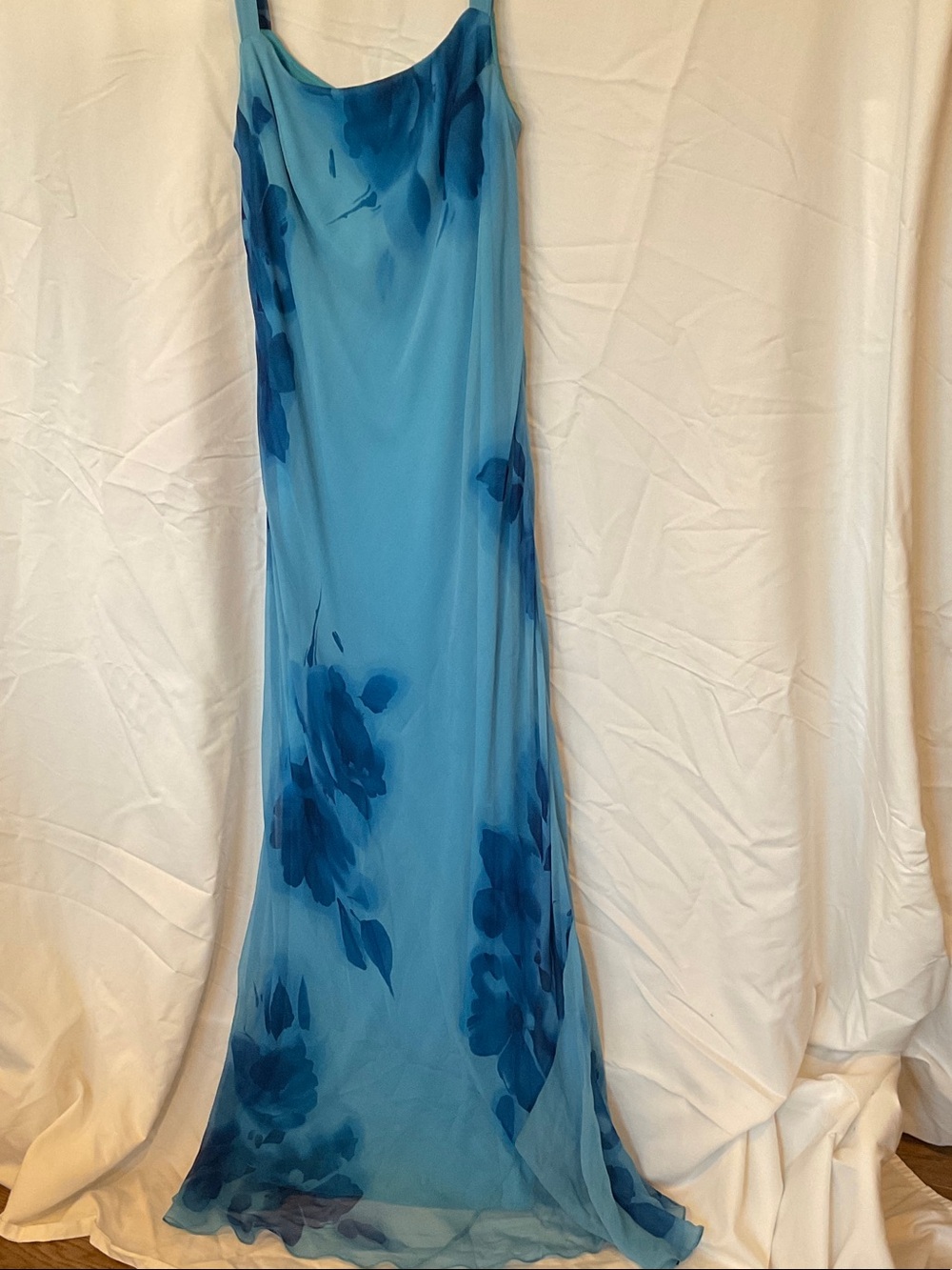 Blue Floral Maxi Slip Dress